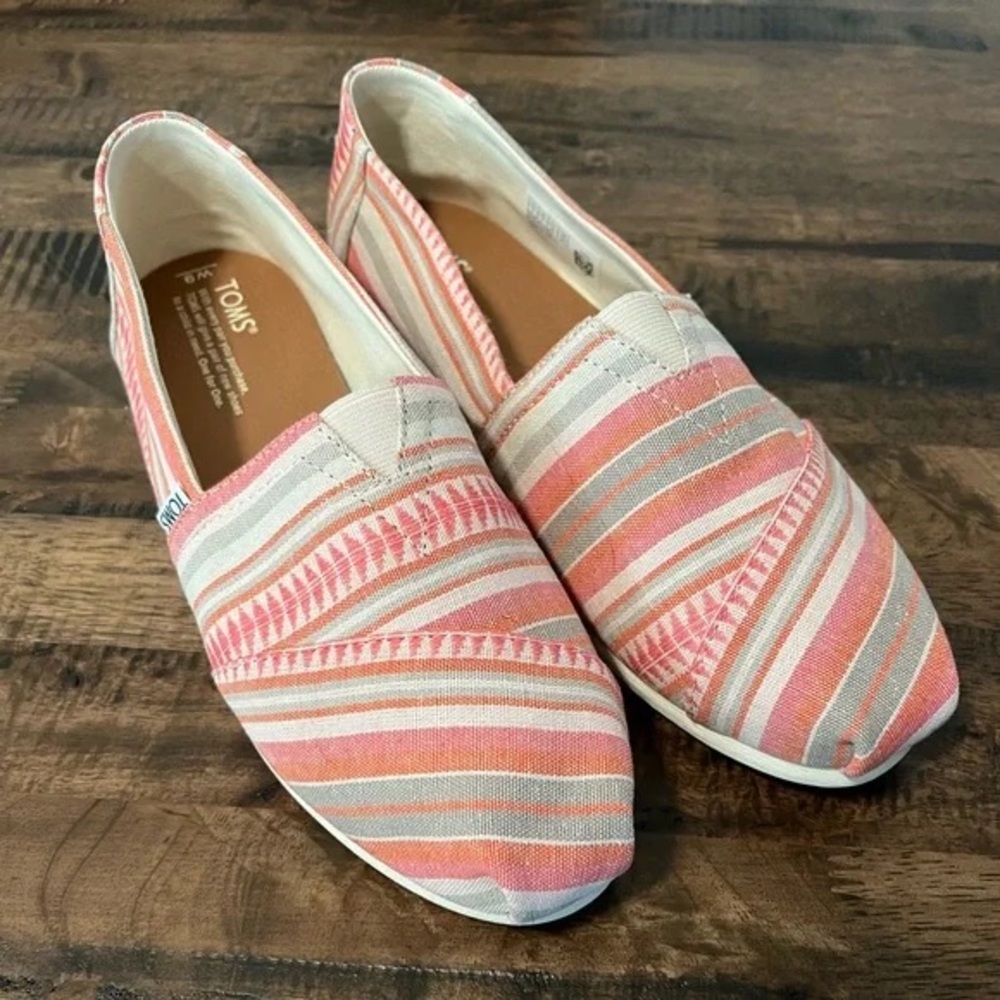 TTOMS Alpargata Classic slip-on shoes striped coral and white